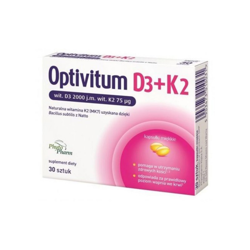 Optivitum D3 K2 Kapsułki Miękkie 30 Kapsułek Phytopharm Internetowa Apteka Cud