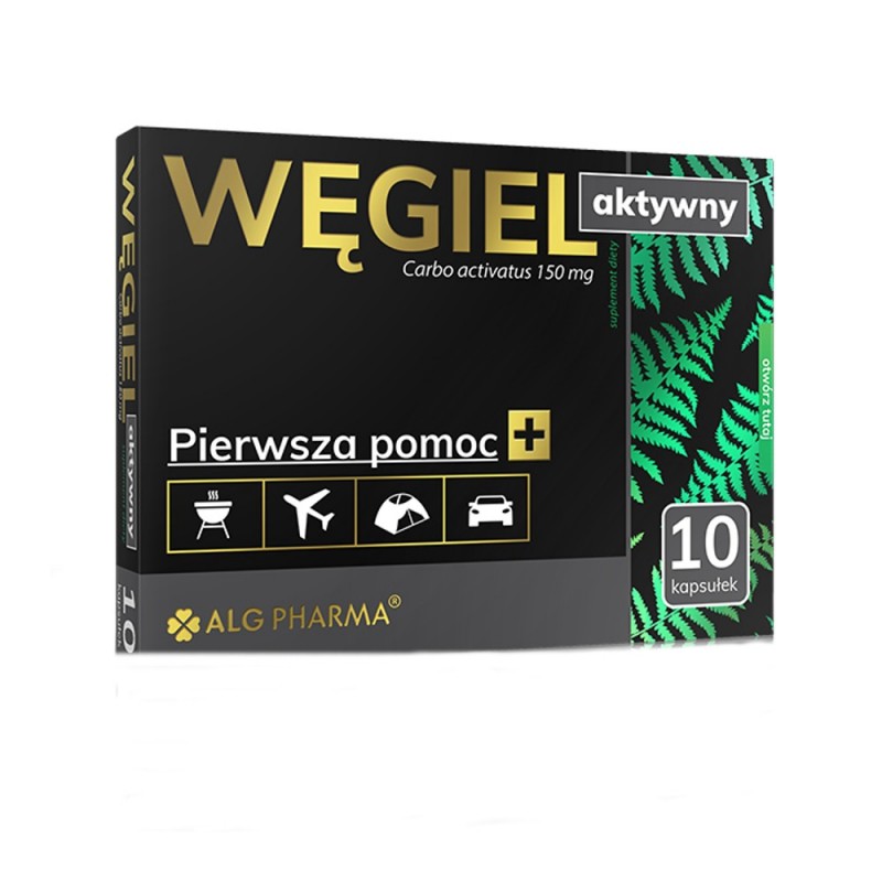 Węgiel aktywny, 10 kapsuek, ALG PHARMA Węgiel aktywny, 10 kapsuek, ALG PHARMA