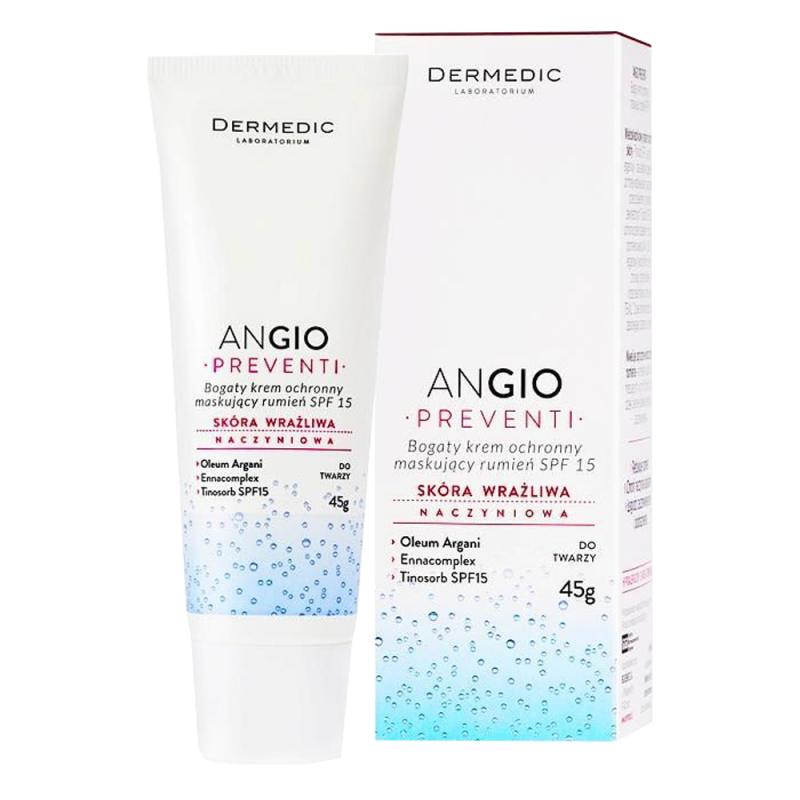 DERMEDIC ANGIO PREVENTI Krem ochrony bogaty maskujacy rumień 45g DERMEDIC ANGIO PREVENTI Krem ochrony bogaty maskujacy rumień 45g