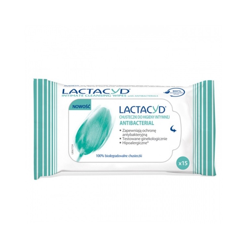 Lactacyd Antibacterial chusteczki do higieny intymnej, 15 sztuk, Omega Pharma