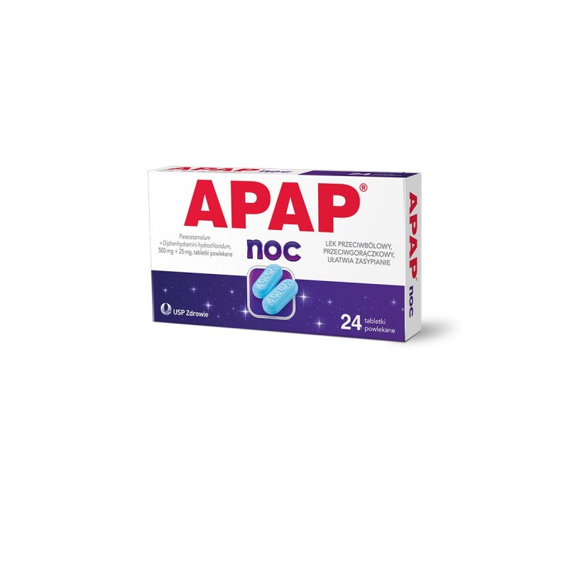 Apap Noc, 500 mg + 25 mg, 24 tabletek