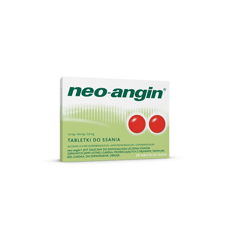 Neo-Angin, 1,2 mg+0,6 mg+5,9 mg, 24 tabletek do ssania