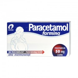 Paracetamol Farmina, 50 mg, dla niemowląt, 10 czopków