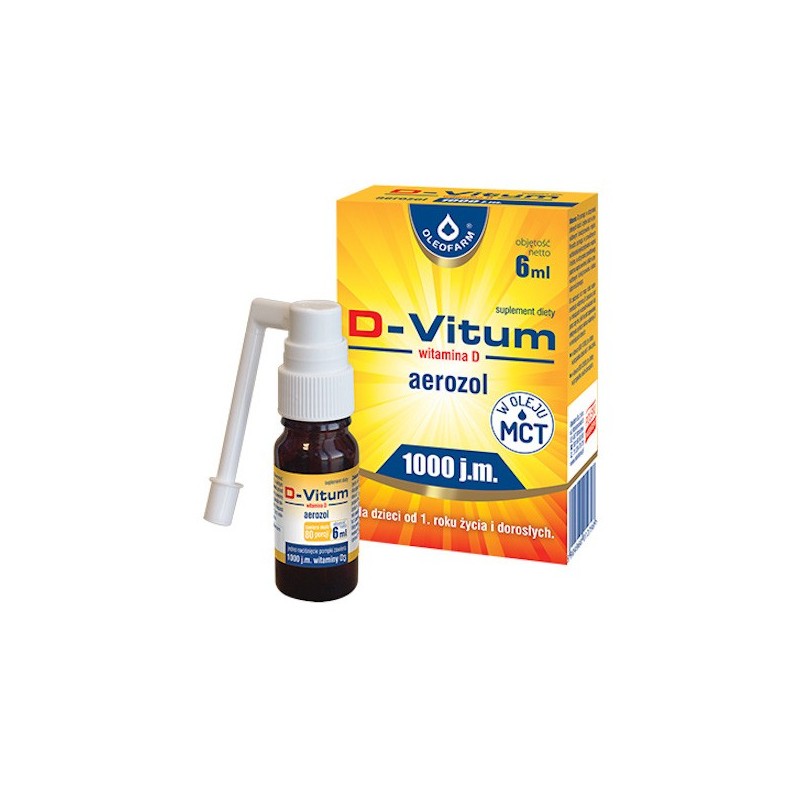 D-Vitum, witamina D dla dzieci po 1 roku życia i dorosłych 1000j.m., aerozol, 6ml