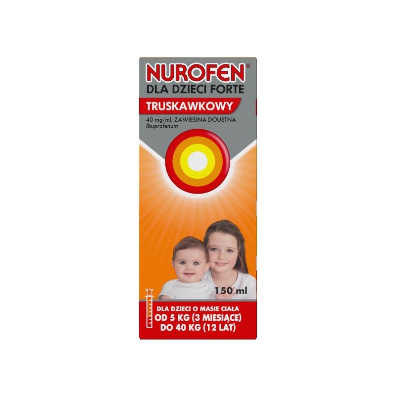 Nurofen dla dzieci Forte truskawkowy, 40mg/ml, zawiesina doustna, 150 ml