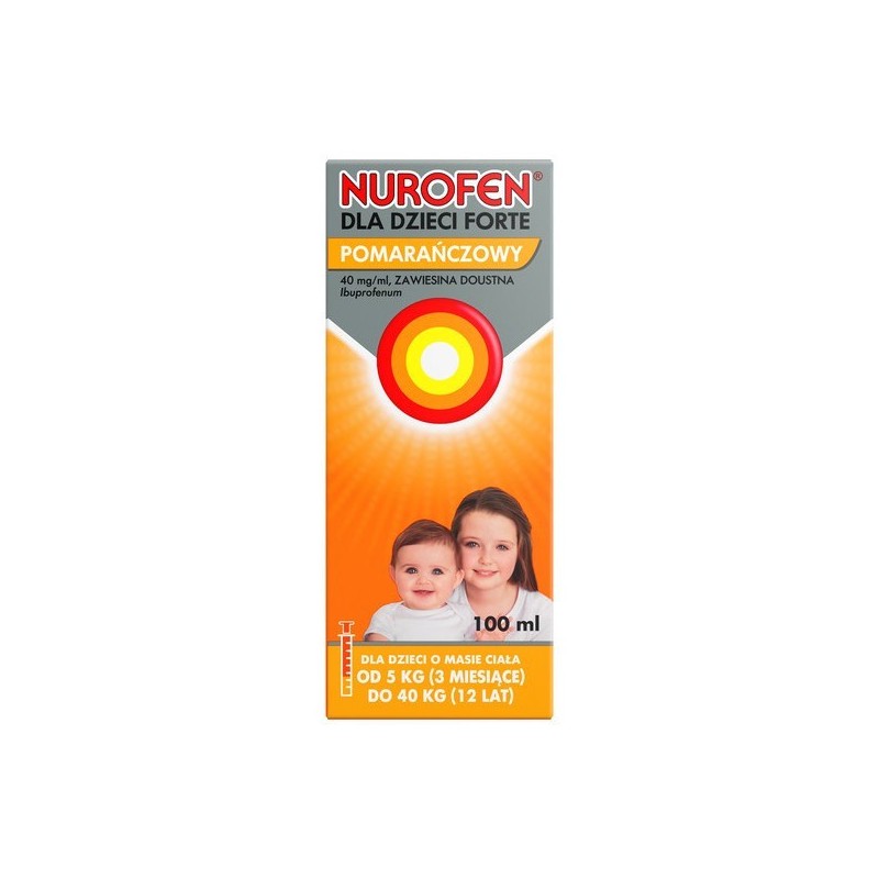 Nurofen dla dzieci Forte pomarańczowy, 40mg/ml, zawiesina doustna, 100 ml