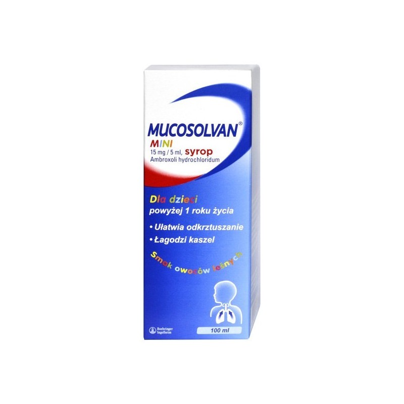Mucosolvan Mini 15mg/5ml, syrop dla dzieci powyżej 1 roku życia, 100ml