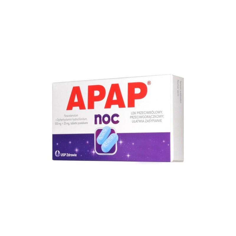 Apap Noc, 500 mg + 25 mg, 12 tabletek 