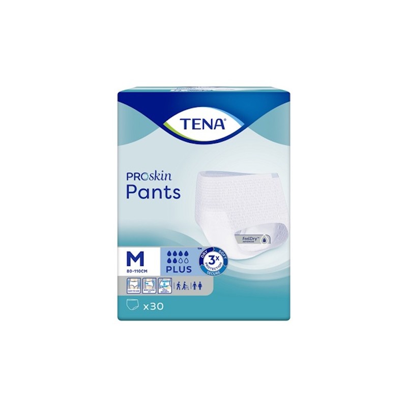 Pieluchomajtki TENA Pants ProSkin Plus, Medium, 80-110cm, 30 sztuk