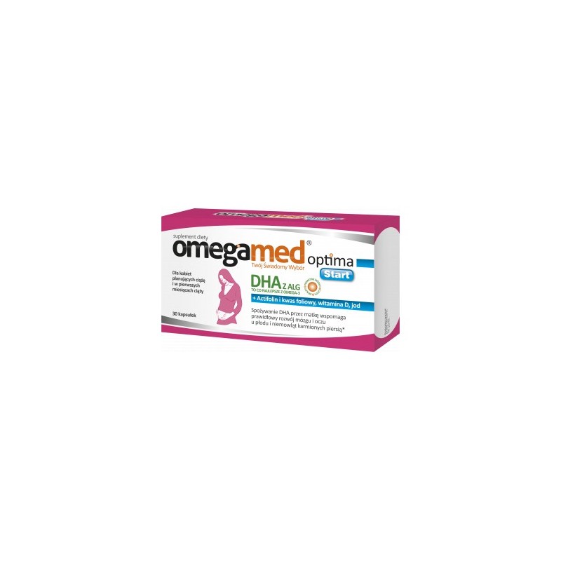 Omegamed Optima Start DHA, witamina D, actifolin, jod, 30 kapsułek, POLSKI LEK