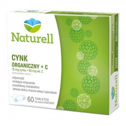 NATURELL, Cynk organiczny + Witamina C, 60 tabletek do ssania