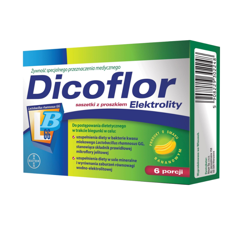 Dicoflor Elektrolity, 12 saszetek proszku do przygotowania zawiesiny doustnej, Bayer
