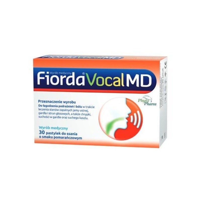 Fiorda Vocal MD, 30 pastylek do ssania smak pomarańczowym, PHYTOPHARM