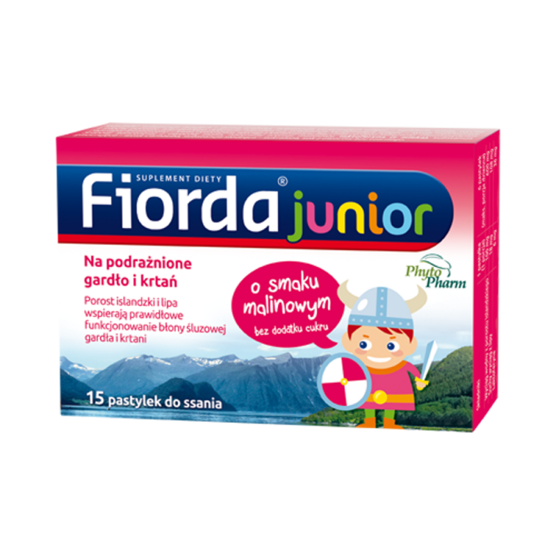 Fiorda Junior o smaku malinowym, 15 pastylek, PHYTOPHARM KLĘKA